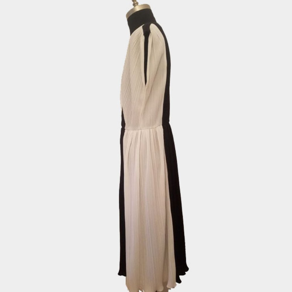 Vtg 70s Black & White Plisse Pleat Dress 16 ½ - Picture 7 of 8